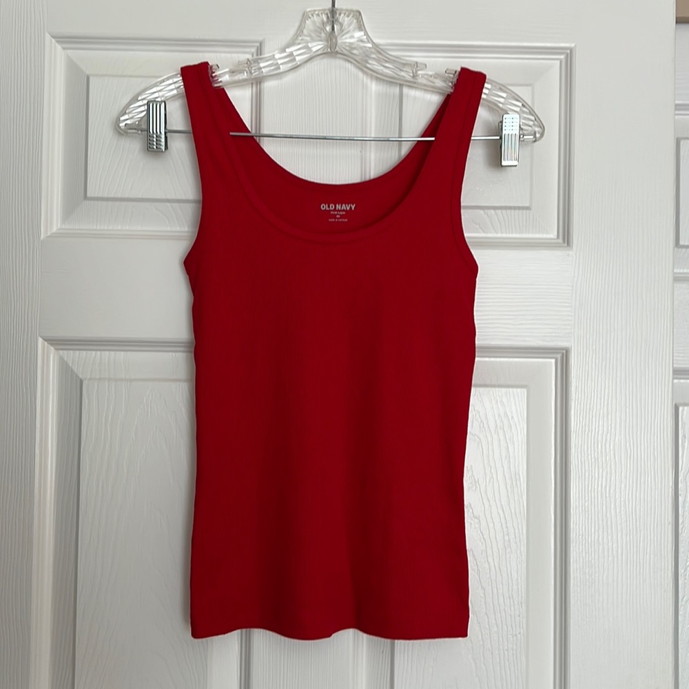 Old Navy Red Ribbed Tank Top XS